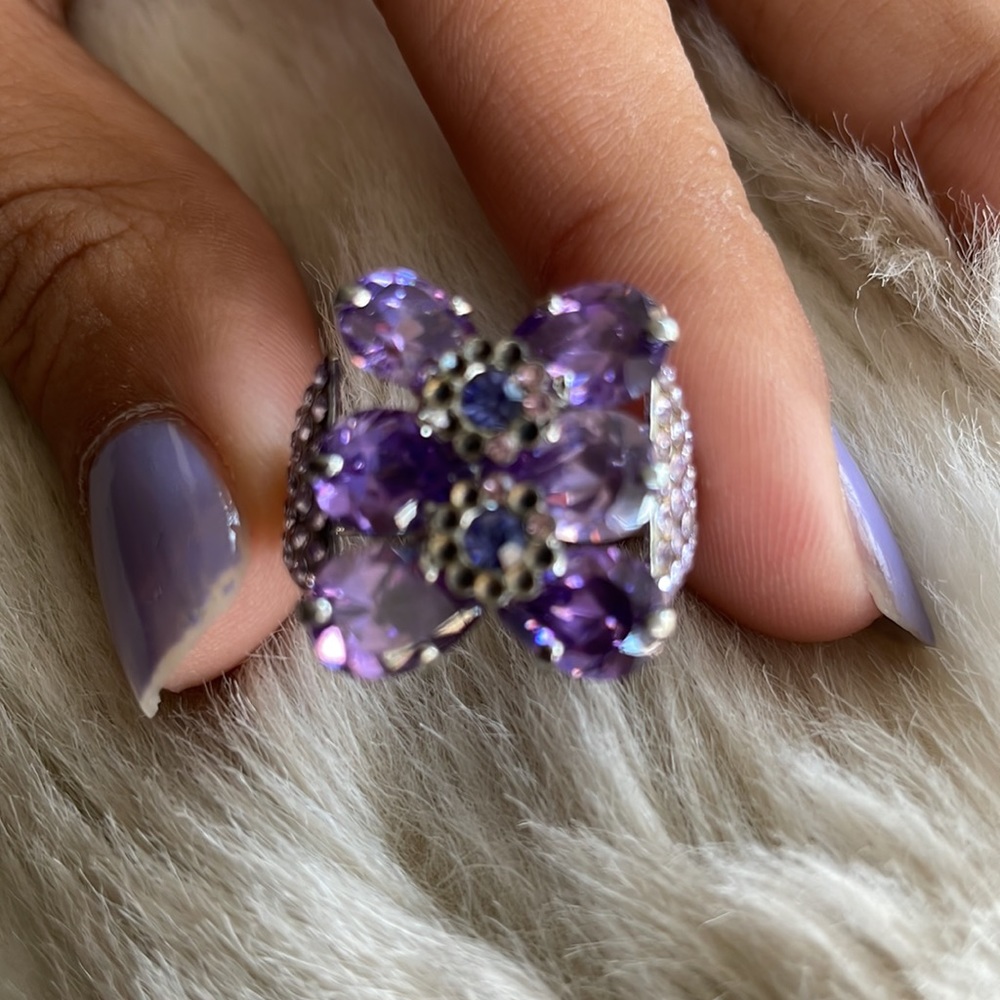 Lavender Gem Butterfly Adjustable Ring - Picture 4 of 8